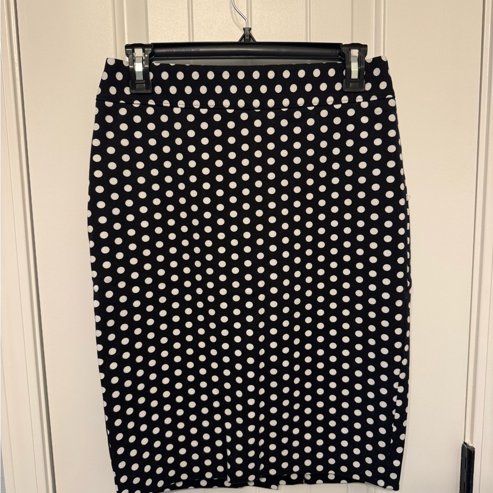 LOFT Black and White Polka Dot Pencil Skirt